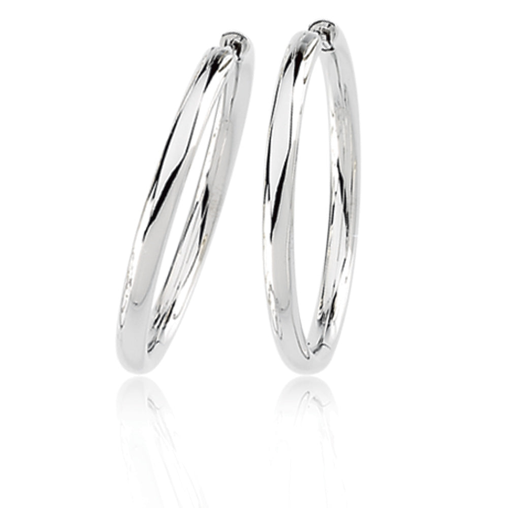 2.6mm Endless Round Hinged Hoop Earrings in 14k White Gold, 29mm, Item E8302-14KW-29 by The Black Bow Jewelry Co.