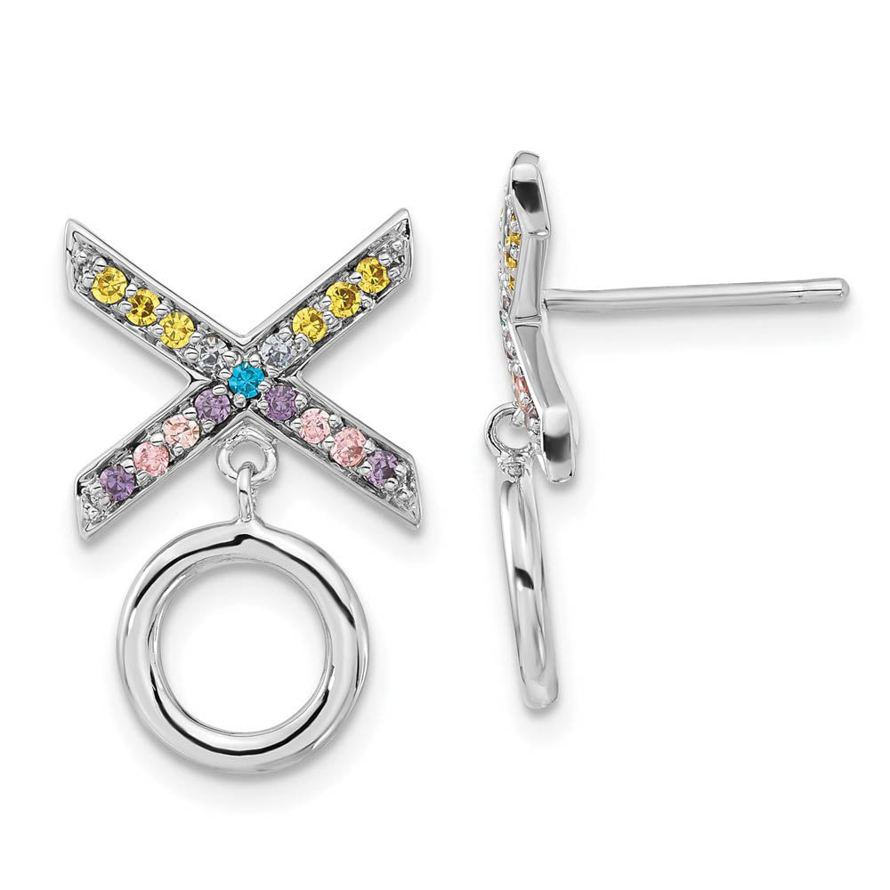 Sterling Silver & CZ Love and Kisses Post Dangle Earrings, 12 x 19mm, Item E8726 by The Black Bow Jewelry Co.