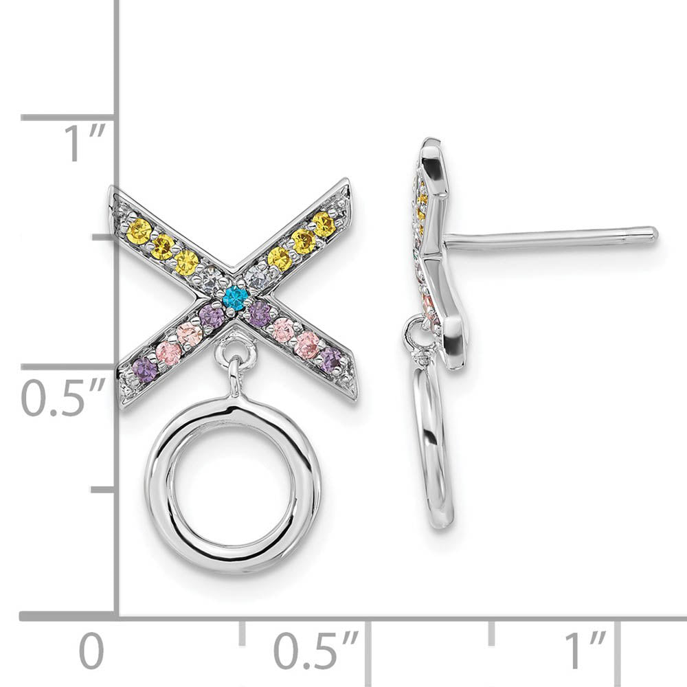 Alternate view of the Sterling Silver & CZ Love and Kisses Post Dangle Earrings, 12 x 19mm by The Black Bow Jewelry Co.