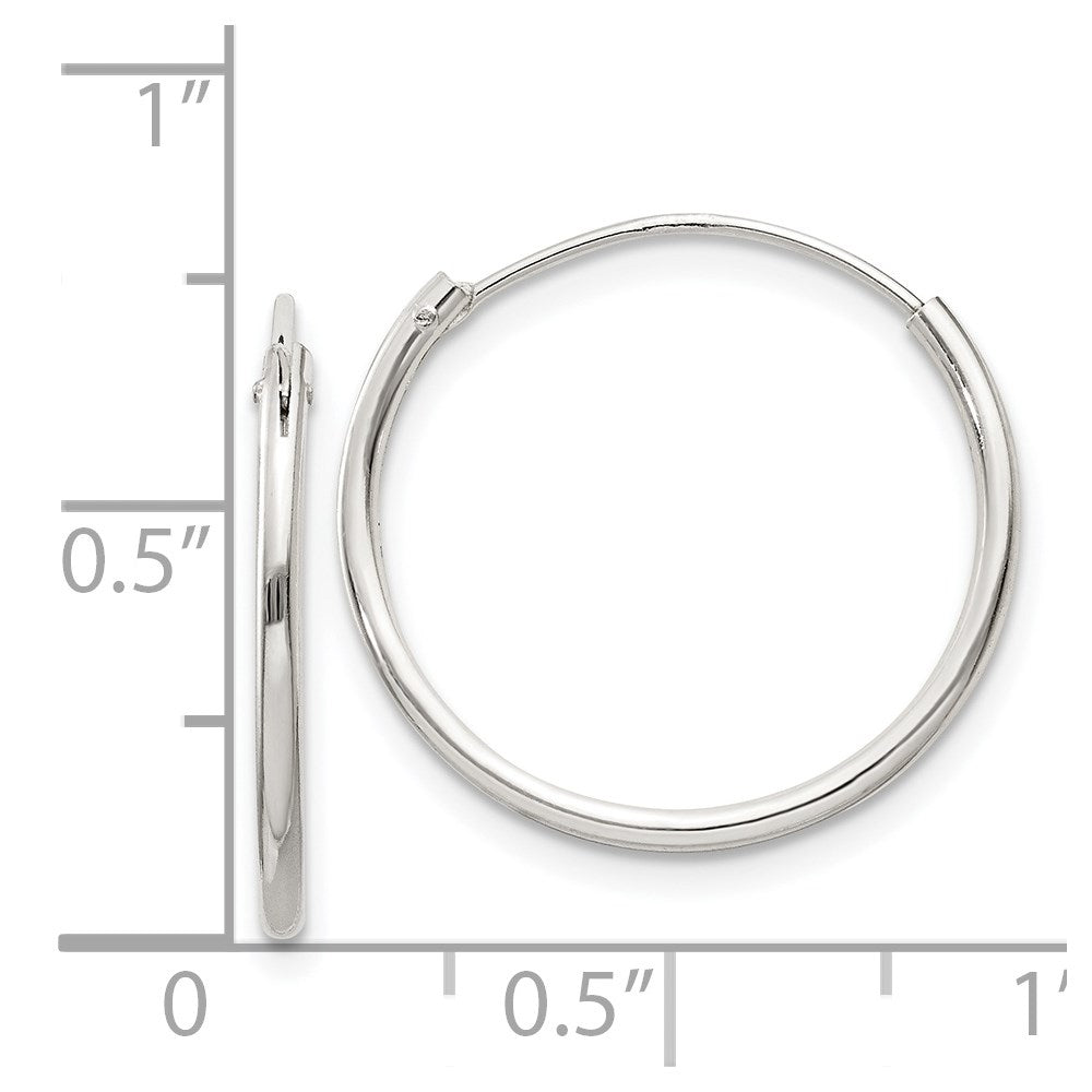 Alternate view of the 1.3mm, Sterling Silver, Endless Hoop Earrings - 19mm (3/4 Inch) by The Black Bow Jewelry Co.