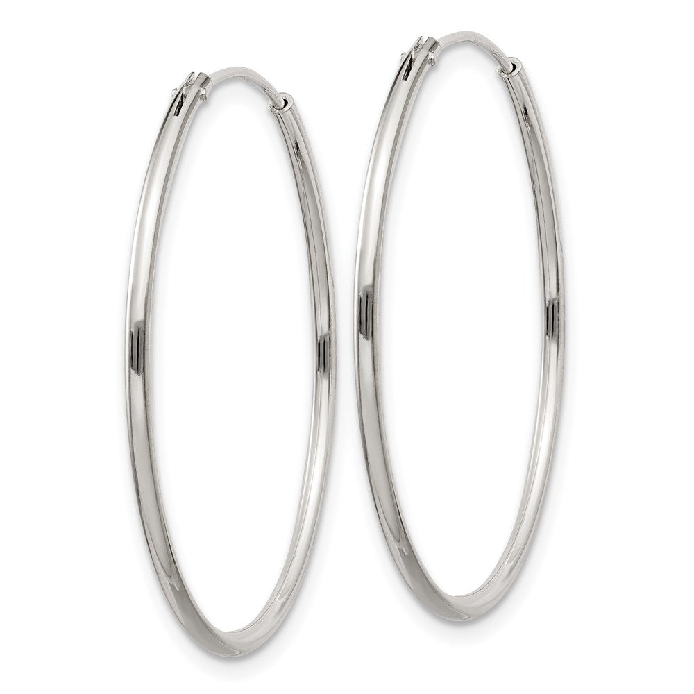 Alternate view of the 1.3mm, Sterling Silver, Endless Hoop Earrings - 30mm (1 1/8 Inch) by The Black Bow Jewelry Co.
