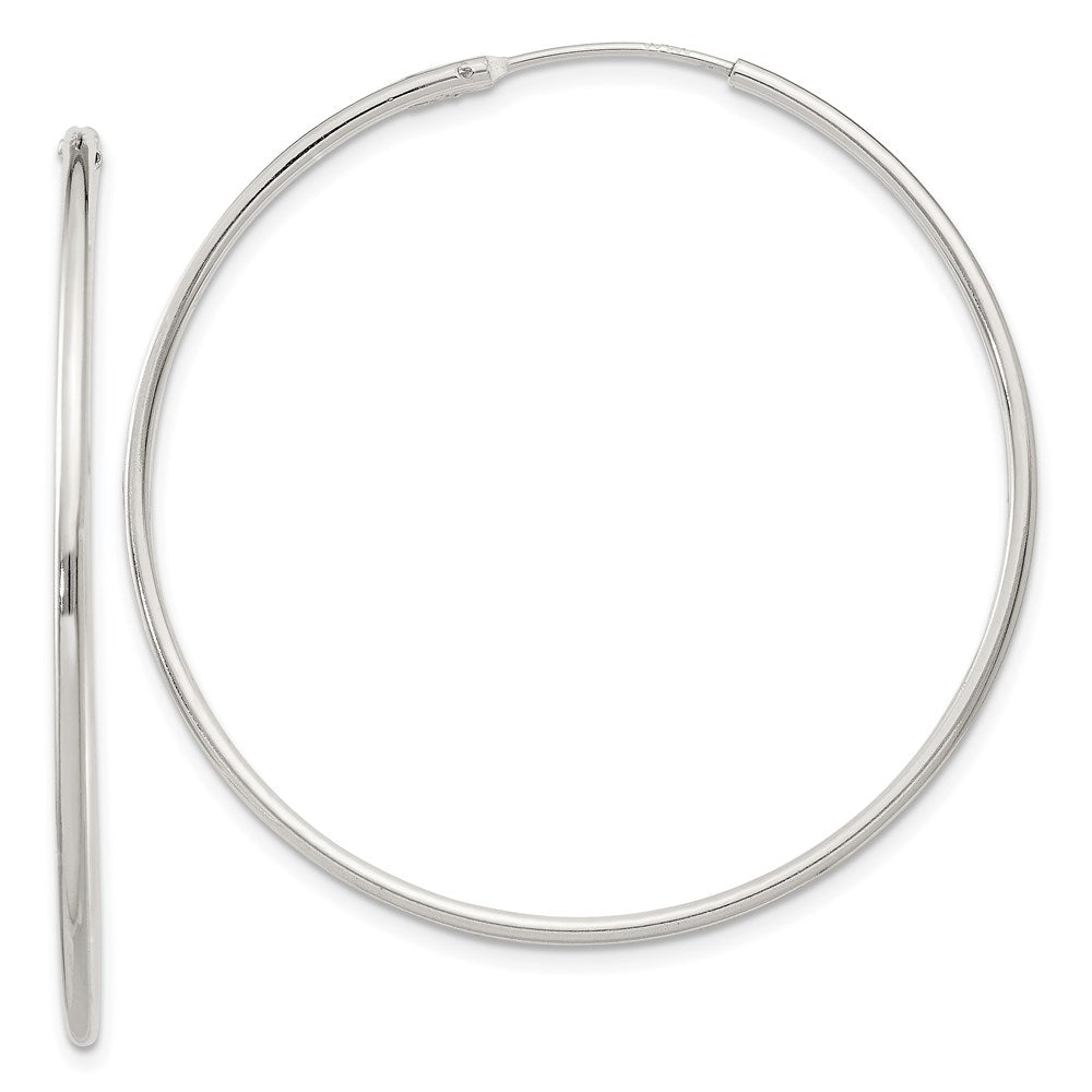 1.3mm, Sterling Silver, Endless Hoop Earrings - 40mm (1 1/2 Inch), Item E8851-40 by The Black Bow Jewelry Co.