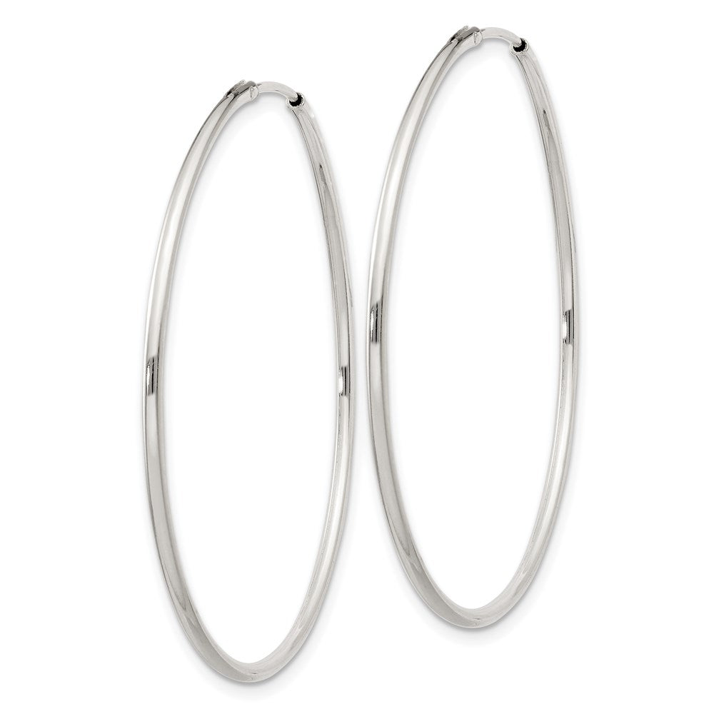 Alternate view of the 1.3mm, Sterling Silver, Endless Hoop Earrings - 40mm (1 1/2 Inch) by The Black Bow Jewelry Co.
