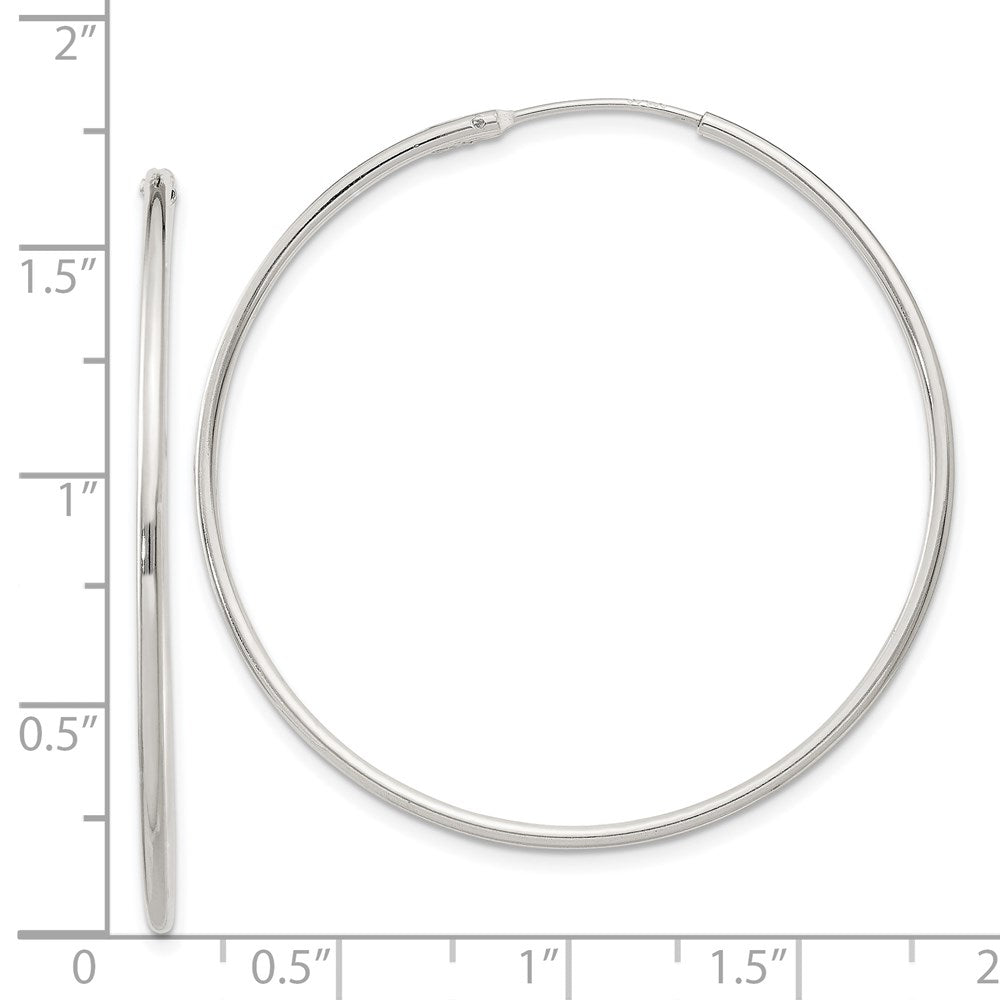 Alternate view of the 1.3mm, Sterling Silver, Endless Hoop Earrings - 40mm (1 1/2 Inch) by The Black Bow Jewelry Co.