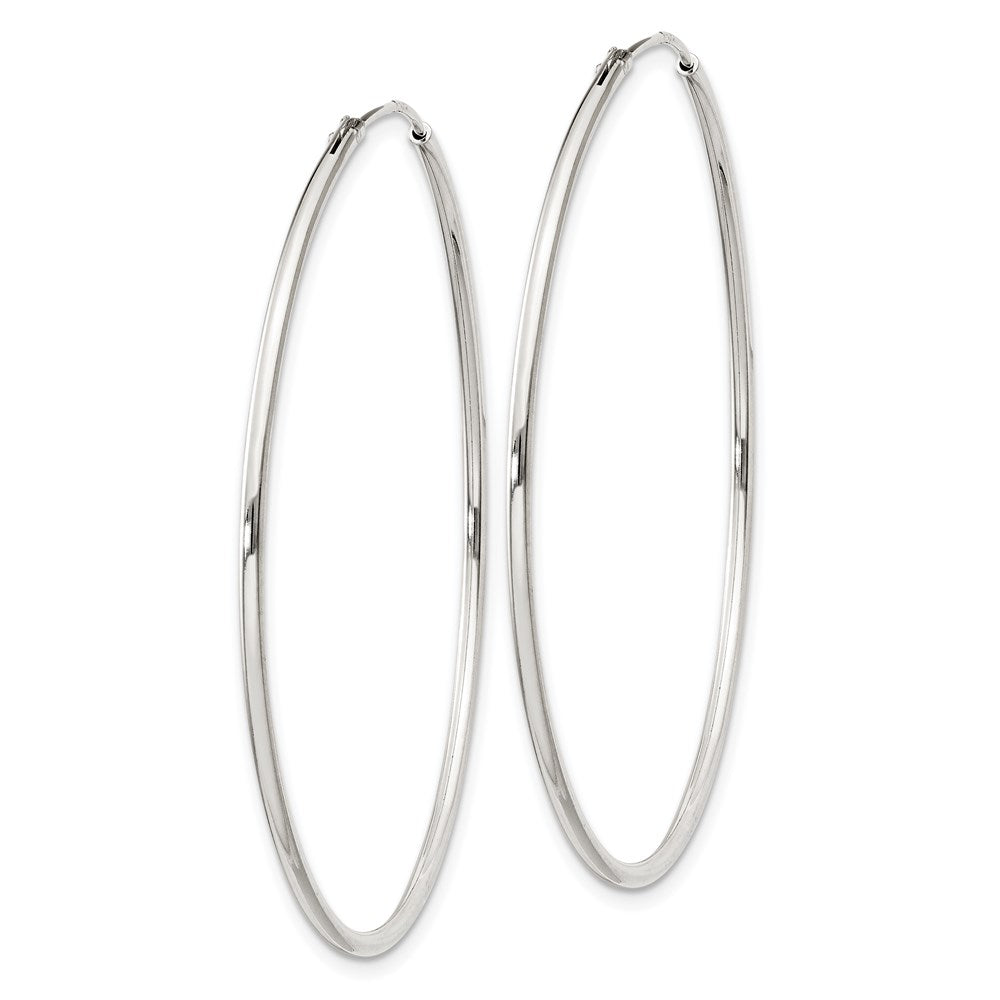 Alternate view of the 1.3mm, Sterling Silver, Endless Hoop Earrings - 45mm (1 3/4 Inch) by The Black Bow Jewelry Co.