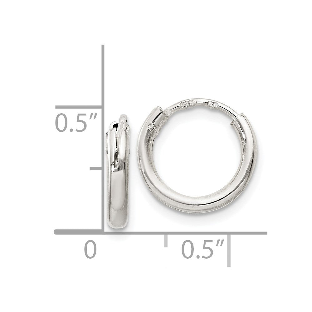 Alternate view of the 2mm, Sterling Silver, Endless Hoop Earrings - 12mm (7/16 Inch) by The Black Bow Jewelry Co.