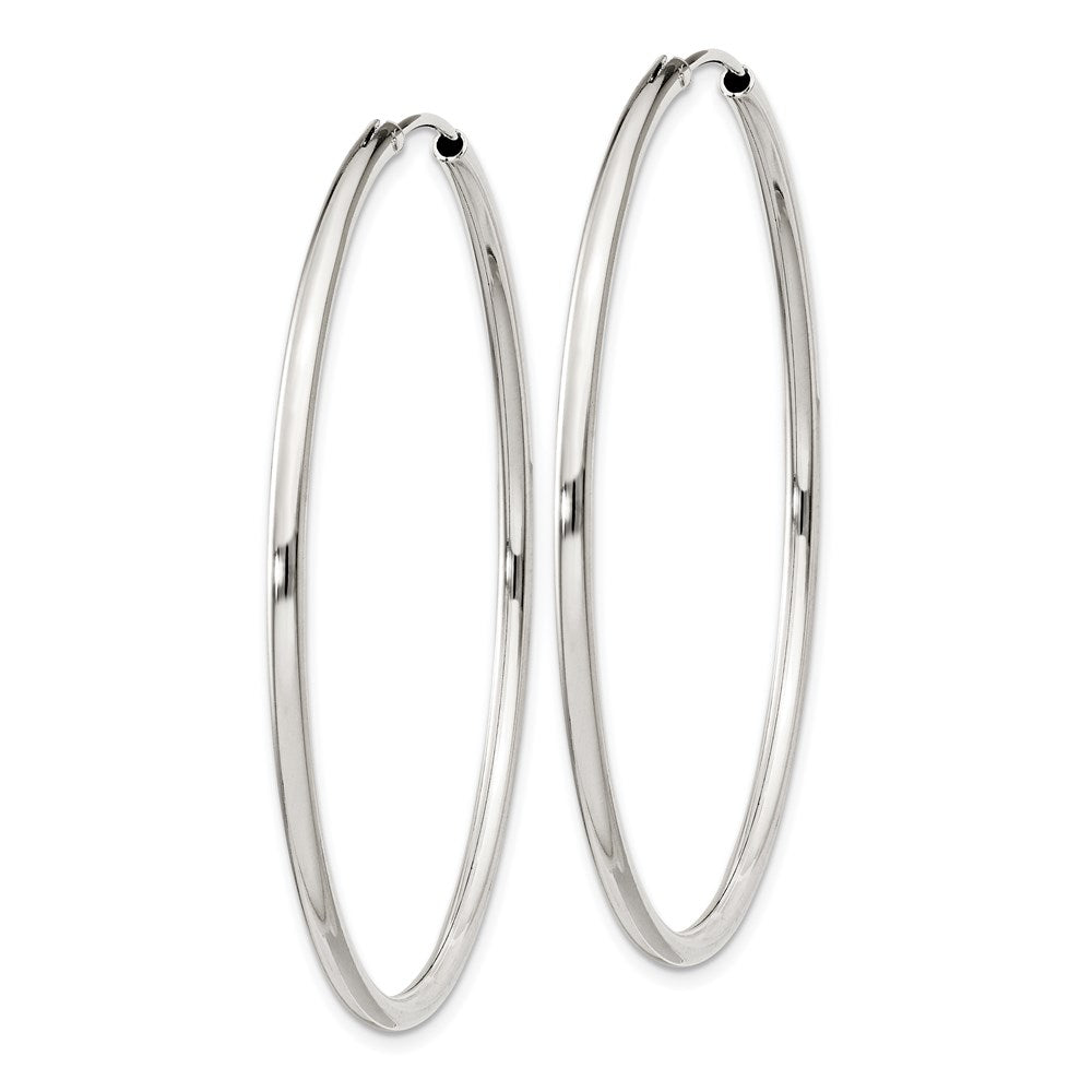 Alternate view of the 2mm, Sterling Silver, Endless Hoop Earrings - 52mm (2 Inch) by The Black Bow Jewelry Co.