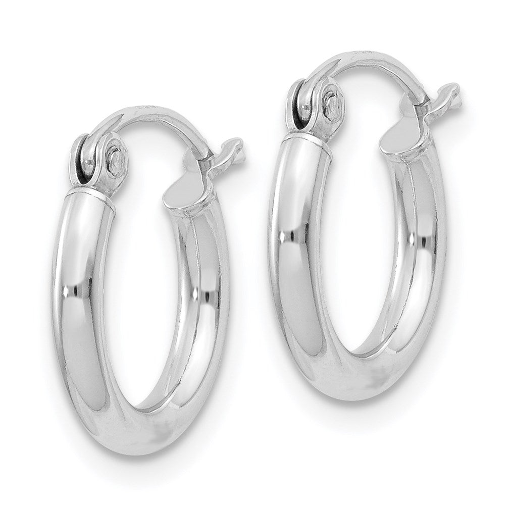Alternate view of the 2mm, Sterling Silver, Classic Round Hoop Earrings - 12mm (7/16 Inch) by The Black Bow Jewelry Co.
