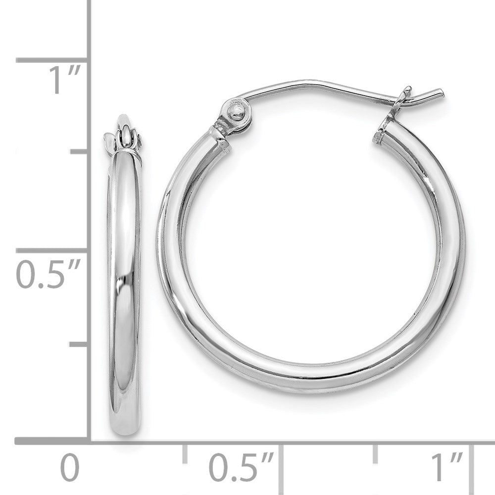 Alternate view of the 2mm, Sterling Silver, Classic Round Hoop Earrings - 20mm (3/4 Inch) by The Black Bow Jewelry Co.