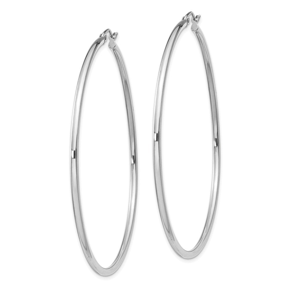 Alternate view of the 2mm Sterling Silver, Extra Large Round Hoop Earrings, 60mm (2 3/8 In) by The Black Bow Jewelry Co.