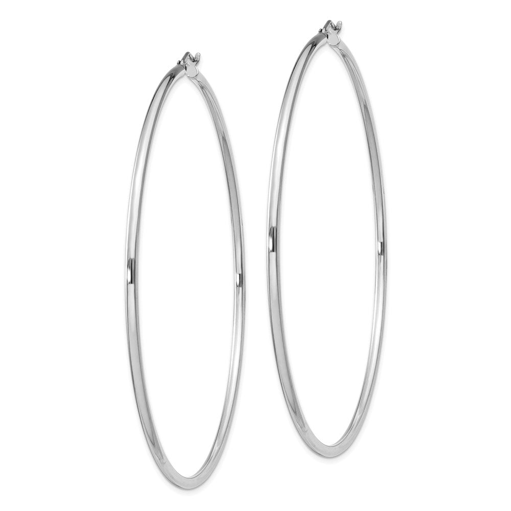 Alternate view of the 2mm Sterling Silver, Extra Large Round Hoop Earrings, 70mm (2 3/4 In) by The Black Bow Jewelry Co.