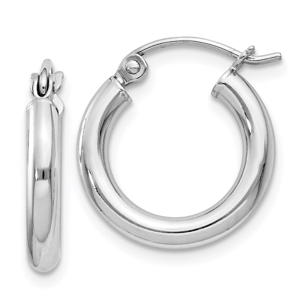 2.5mm, Sterling Silver, Classic Round Hoop Earrings - 14mm (1/2 Inch), Item E8860-14 by The Black Bow Jewelry Co.
