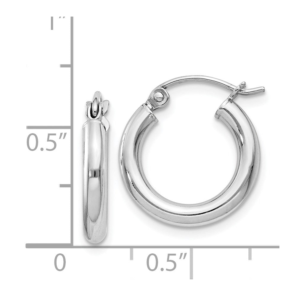 Alternate view of the 2.5mm, Sterling Silver, Classic Round Hoop Earrings - 14mm (1/2 Inch) by The Black Bow Jewelry Co.