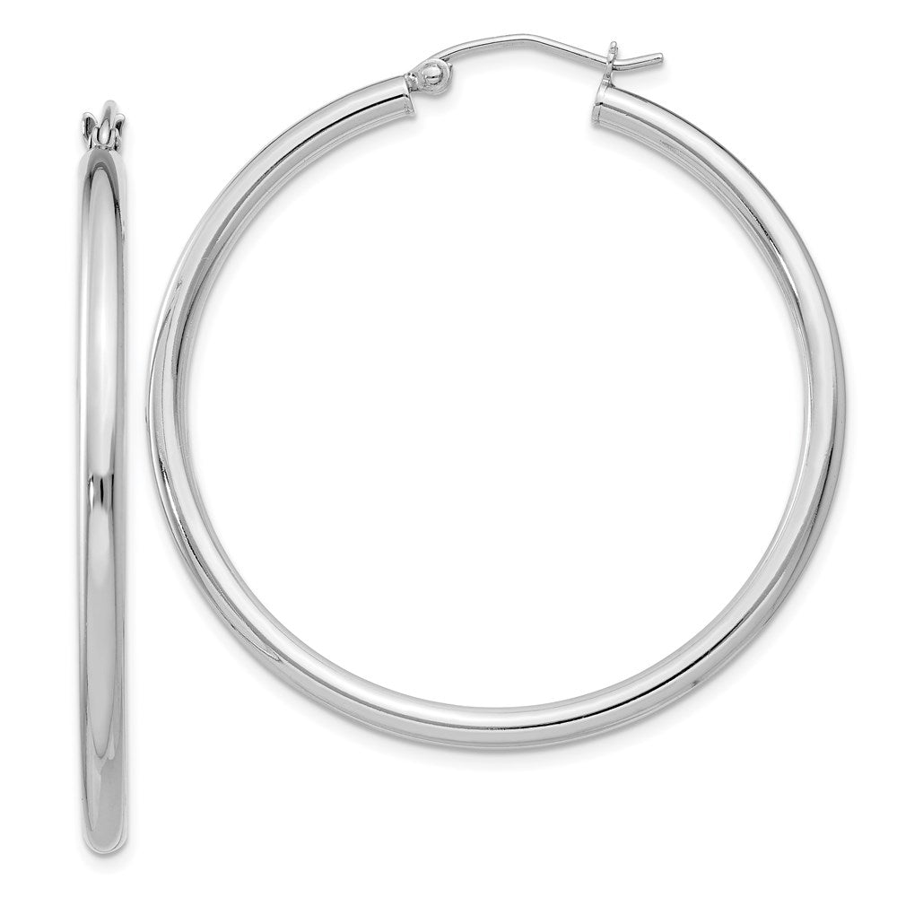 2.5mm, Sterling Silver, Classic Round Hoop Earrings - 40mm (1 1/2 In.), Item E8862-40 by The Black Bow Jewelry Co.