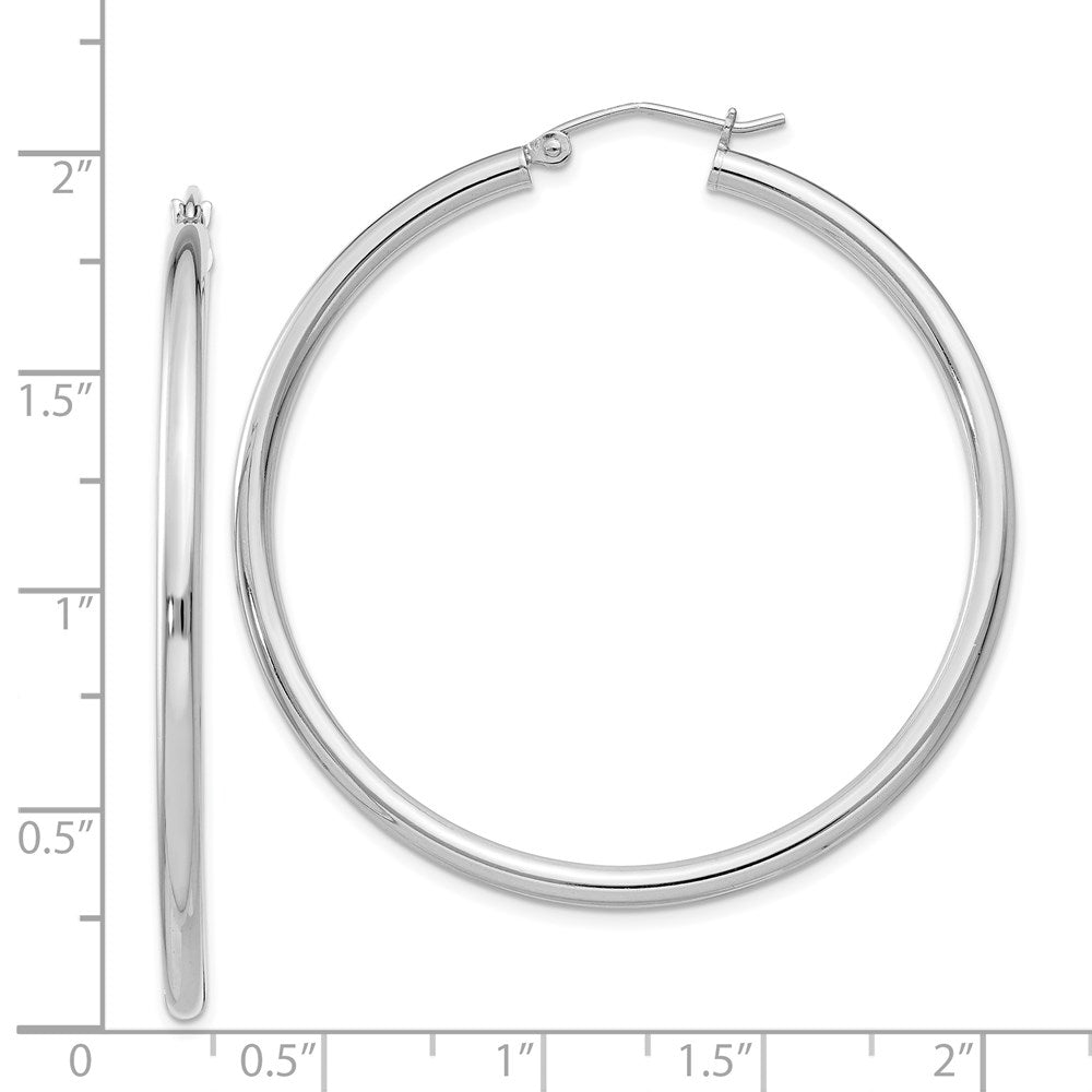 Alternate view of the 2.5mm, Sterling Silver, Classic Round Hoop Earrings - 45mm (1 3/4 In.) by The Black Bow Jewelry Co.