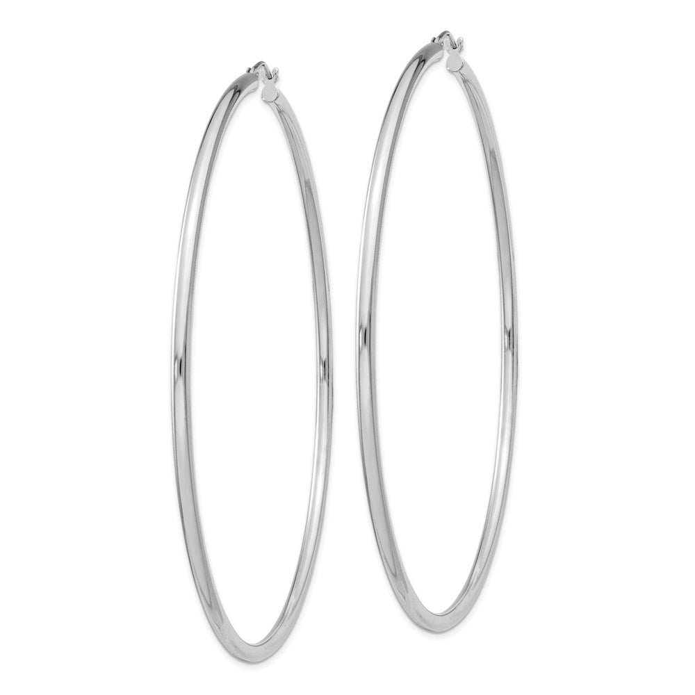 Alternate view of the 2.5mm Sterling Silver, X-Large Round Hoop Earrings, 80mm (3 1/8 In) by The Black Bow Jewelry Co.