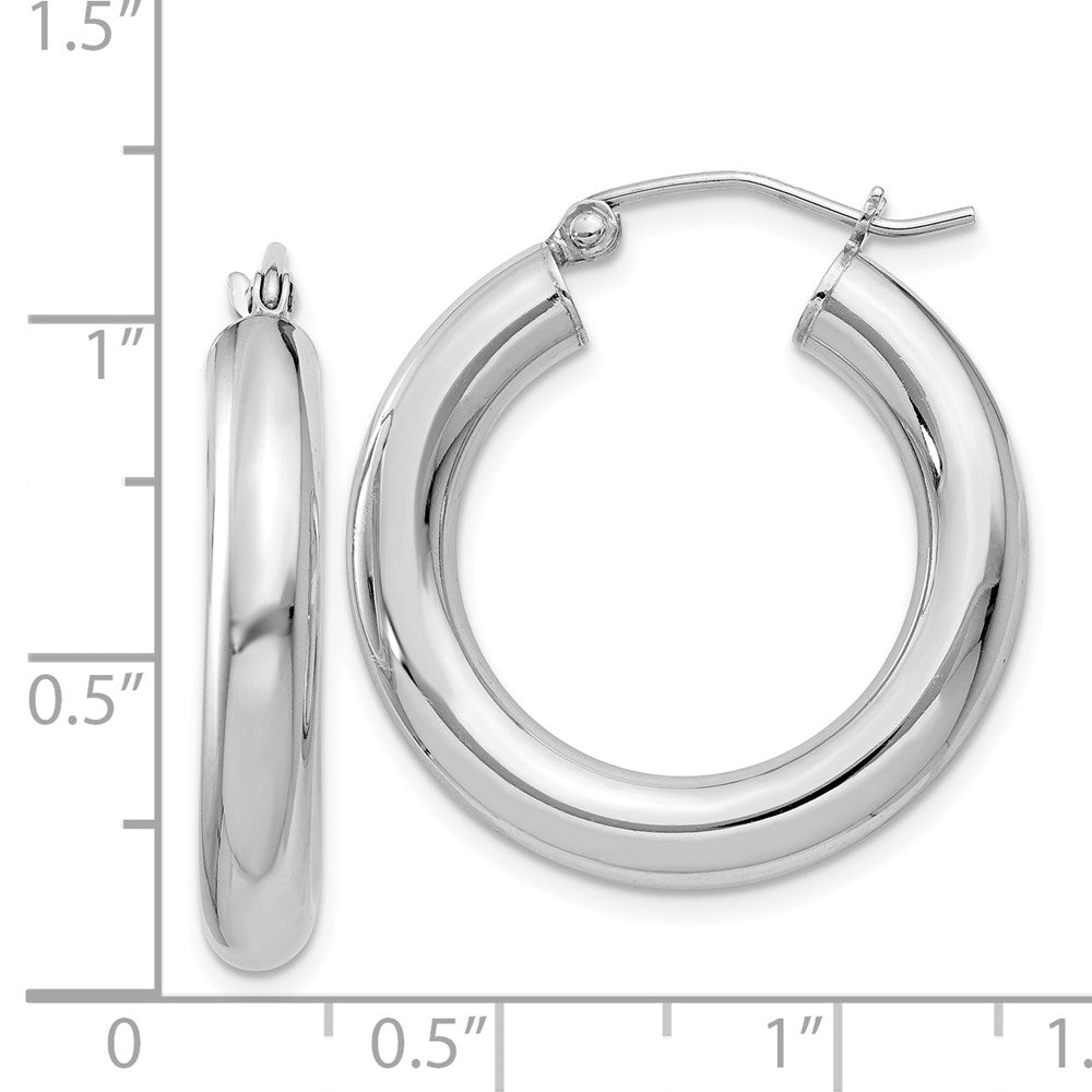 Alternate view of the 4mm, Sterling Silver, Round Hoop Earrings - 24mm (1 Inch) by The Black Bow Jewelry Co.