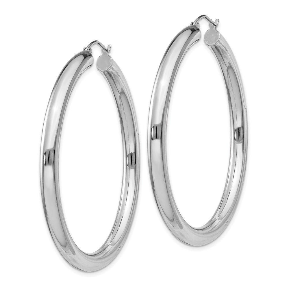 Alternate view of the 4mm, Sterling Silver, Large Round Hoop Earrings - 50mm (1 7/8 Inch) by The Black Bow Jewelry Co.