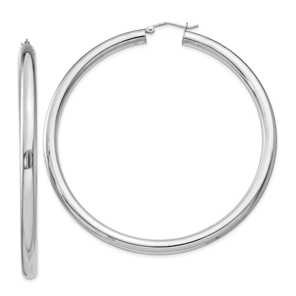 4mm Sterling Silver, Extra Large Round Hoop Earrings, 65mm (2 1/2 In), Item E8870-65 by The Black Bow Jewelry Co.