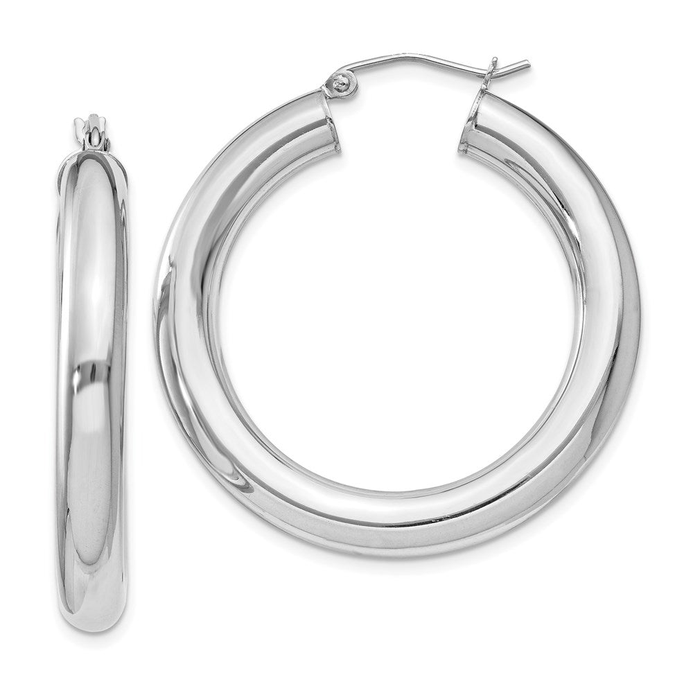 5mm, Sterling Silver, Large Round Hoop Earrings - 35mm (1 3/8 Inch), Item E8871-35 by The Black Bow Jewelry Co.