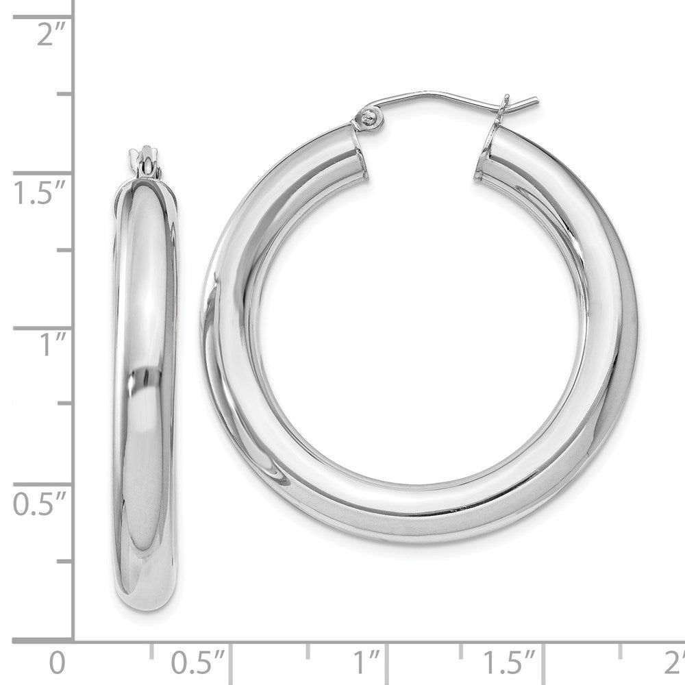 Alternate view of the 5mm, Sterling Silver, Large Round Hoop Earrings - 35mm (1 3/8 Inch) by The Black Bow Jewelry Co.