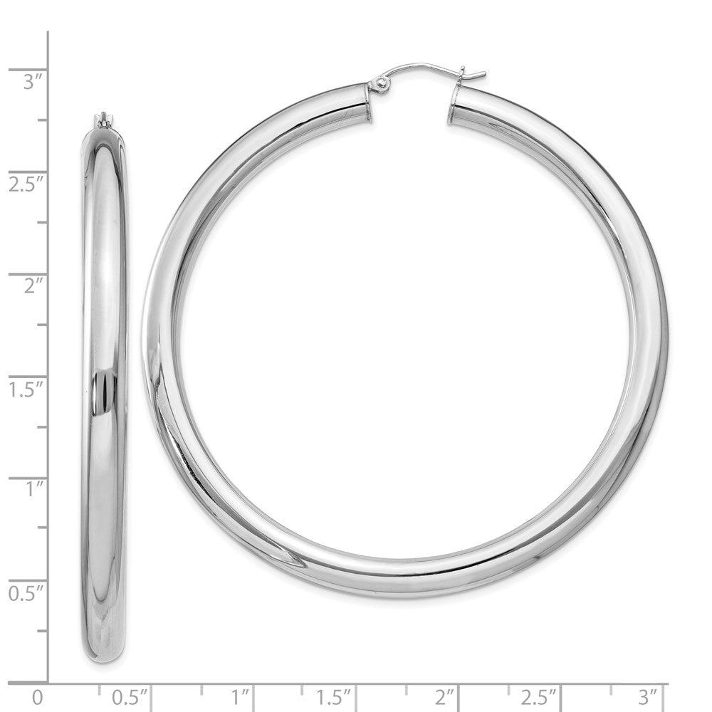 Alternate view of the 5mm Sterling Silver, Extra Large Round Hoop Earrings, 65mm (2 1/2 In) by The Black Bow Jewelry Co.