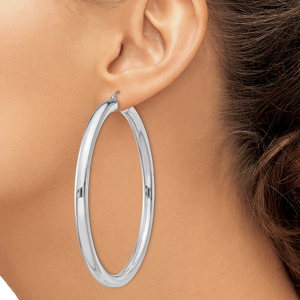 5mm Sterling Silver, Extra Large Round Hoop Earrings, 70mm (2 3/4