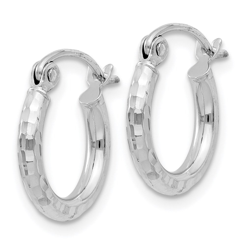 Alternate view of the 2mm Diamond Cut, Polished Sterling Silver Hoops - 13mm (1/2 Inch) by The Black Bow Jewelry Co.