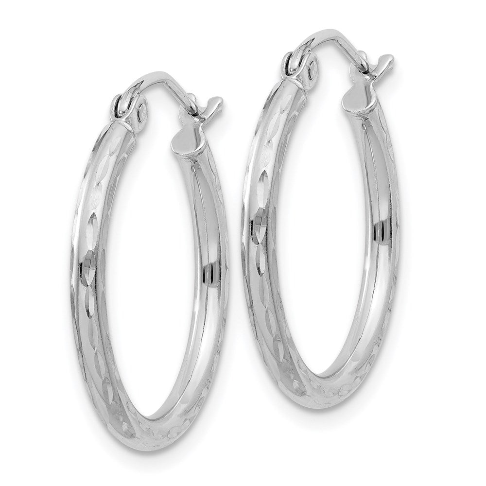 Alternate view of the 2mm Diamond Cut, Polished Sterling Silver Hoops - 20mm (3/4 Inch) by The Black Bow Jewelry Co.
