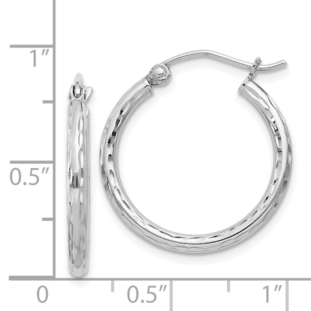 Alternate view of the 2mm Diamond Cut, Polished Sterling Silver Hoops - 20mm (3/4 Inch) by The Black Bow Jewelry Co.