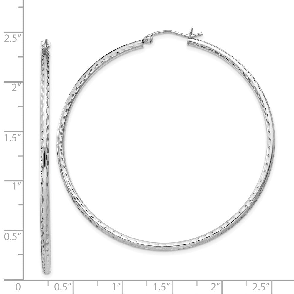 Alternate view of the 2mm, Diamond Cut, XL Sterling Silver Hoops - 55mm (2 1/8 Inch) by The Black Bow Jewelry Co.