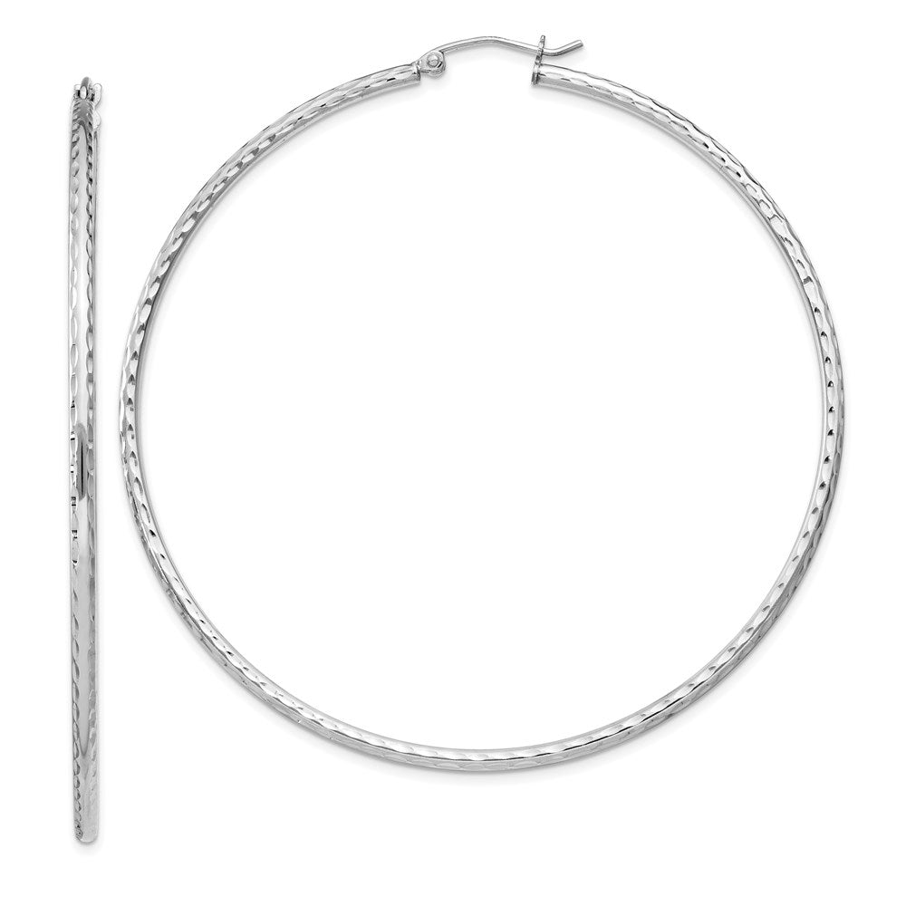 2mm, Diamond Cut, XL Sterling Silver Hoops - 65mm (2 1/2 Inch), Item E8894-65 by The Black Bow Jewelry Co.