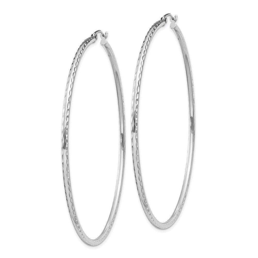 Alternate view of the 2mm, Diamond Cut, XL Sterling Silver Hoops - 65mm (2 1/2 Inch) by The Black Bow Jewelry Co.