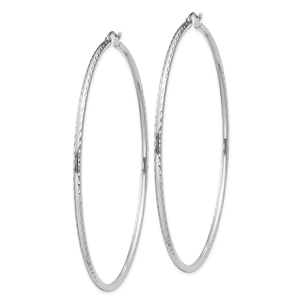 Alternate view of the 2mm, Diamond Cut, XL Sterling Silver Hoops - 70mm (2 3/4 Inch) by The Black Bow Jewelry Co.