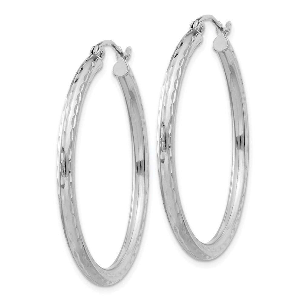 Alternate view of the 2.25mm Diamond Cut, Polished Sterling Silver Hoops - 35mm (1 3/8 Inch) by The Black Bow Jewelry Co.