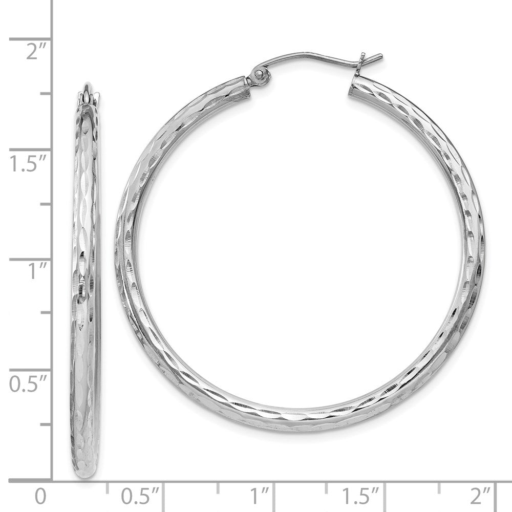 Alternate view of the 2.25mm Diamond Cut, Polished Sterling Silver Hoops - 40mm (1 1/2 Inch) by The Black Bow Jewelry Co.