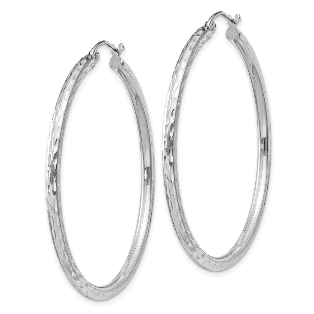 Alternate view of the 2.25mm Diamond Cut, Polished Sterling Silver Hoops - 45mm (1 3/4 Inch) by The Black Bow Jewelry Co.