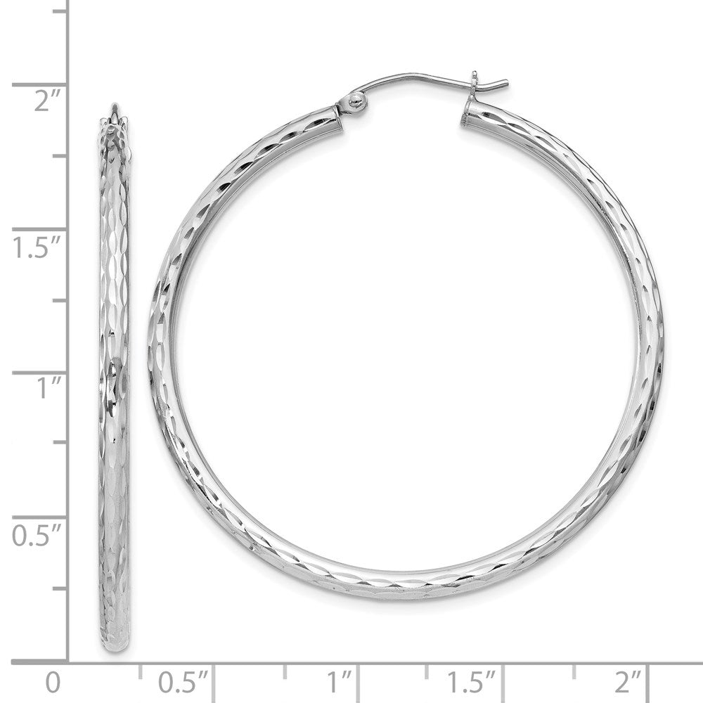 Alternate view of the 2.25mm Diamond Cut, Polished Sterling Silver Hoops - 45mm (1 3/4 Inch) by The Black Bow Jewelry Co.