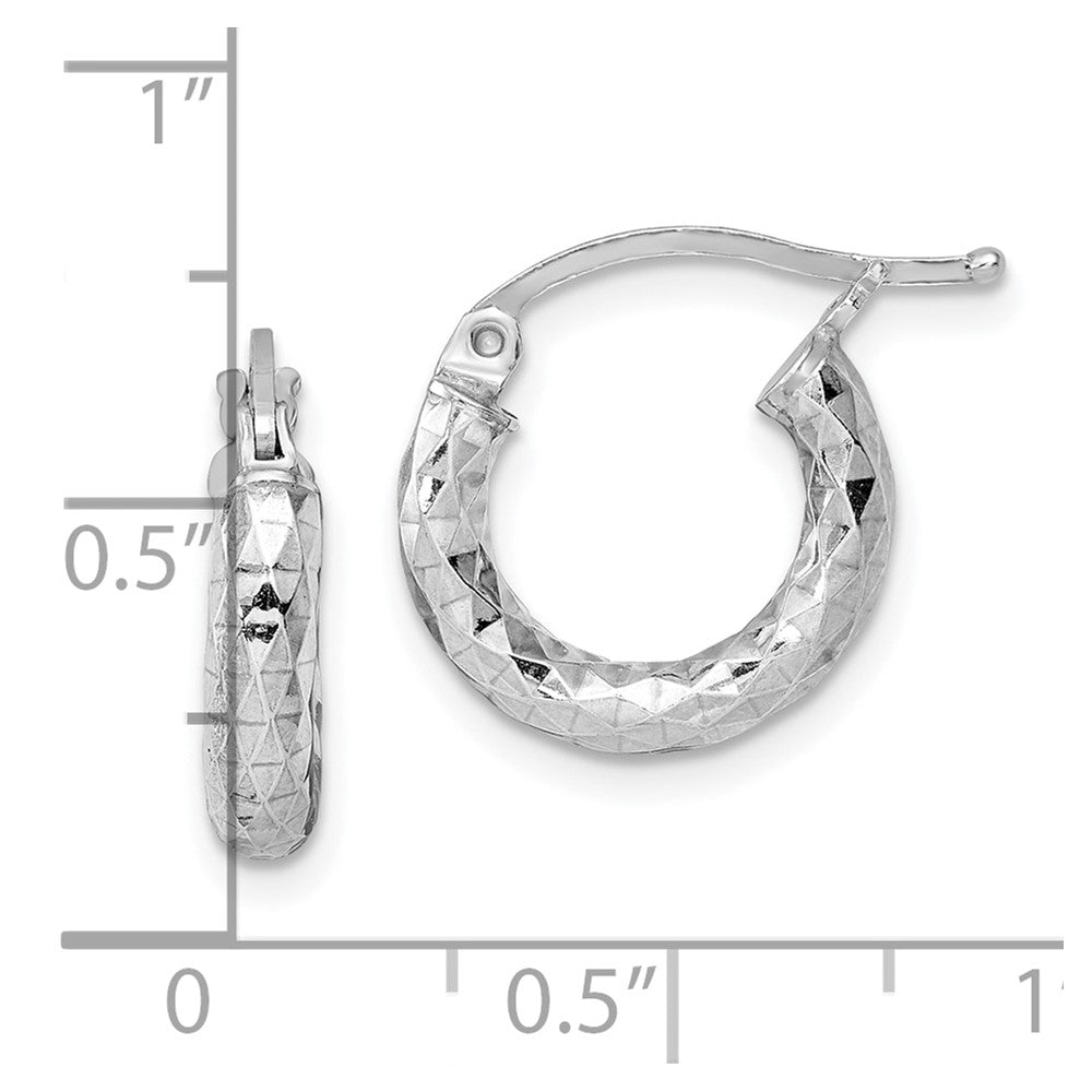 Alternate view of the 3mm Diamond Cut, Polished Sterling Silver Hoops - 15mm (9/16 Inch) by The Black Bow Jewelry Co.