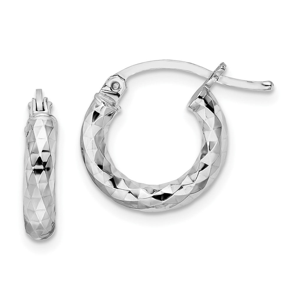 3mm Diamond Cut, Polished Sterling Silver Hoops - 25mm (1 Inch), Item E8900-25 by The Black Bow Jewelry Co.