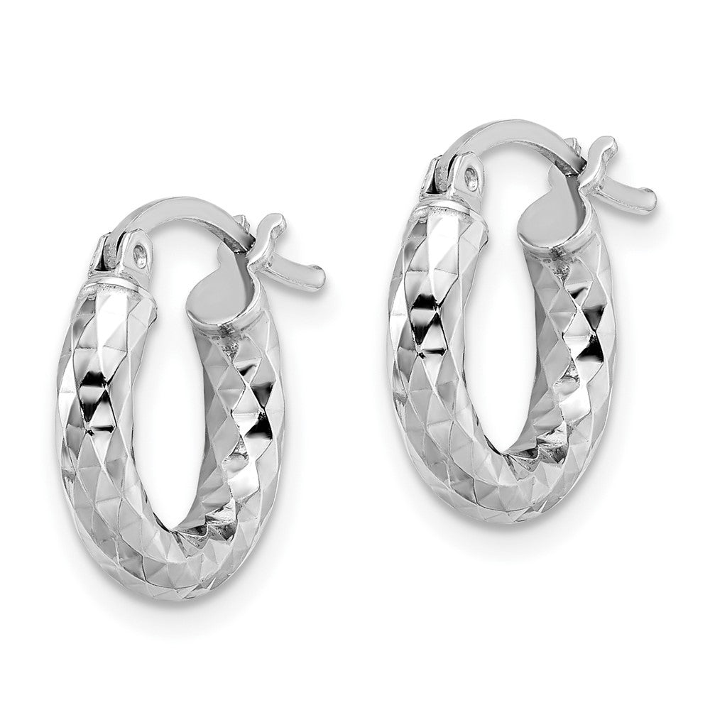 Alternate view of the 3mm Diamond Cut, Polished Sterling Silver Hoops - 25mm (1 Inch) by The Black Bow Jewelry Co.