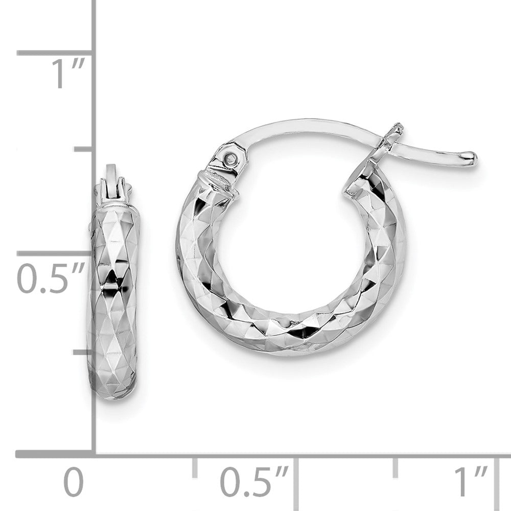 Alternate view of the 3mm Diamond Cut, Polished Sterling Silver Hoops - 25mm (1 Inch) by The Black Bow Jewelry Co.