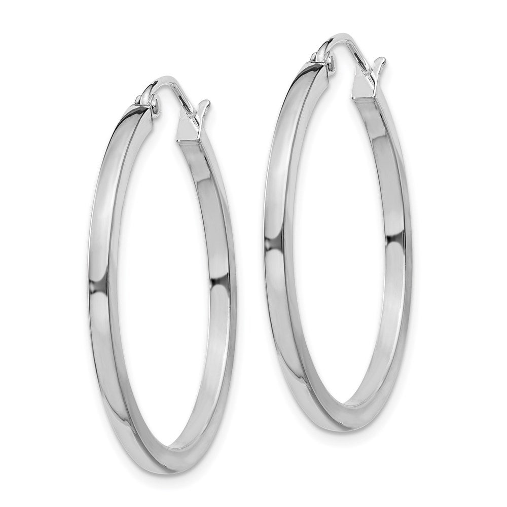 Alternate view of the 2mm, Sterling Silver, Polished Square Hoops - 30mm (1 1/8 Inch) by The Black Bow Jewelry Co.