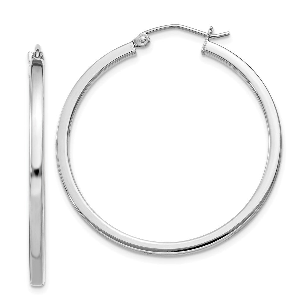 2mm, Sterling Silver, Polished Square Hoops - 35mm (1 3/8 Inch), Item E8914-35 by The Black Bow Jewelry Co.