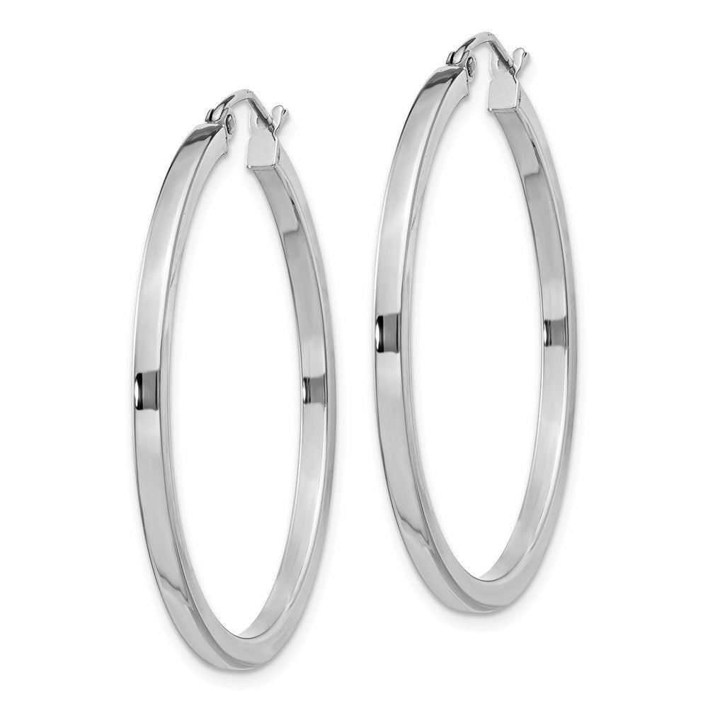 Alternate view of the 2mm, Sterling Silver, Polished Square Hoops - 35mm (1 3/8 Inch) by The Black Bow Jewelry Co.