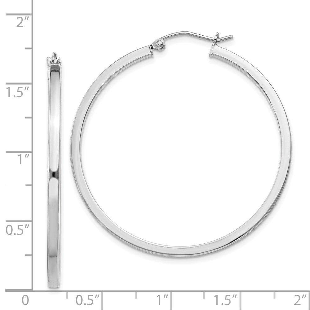 Alternate view of the 2mm, Sterling Silver, Polished Square Hoops - 40mm (1 1/2 Inch) by The Black Bow Jewelry Co.