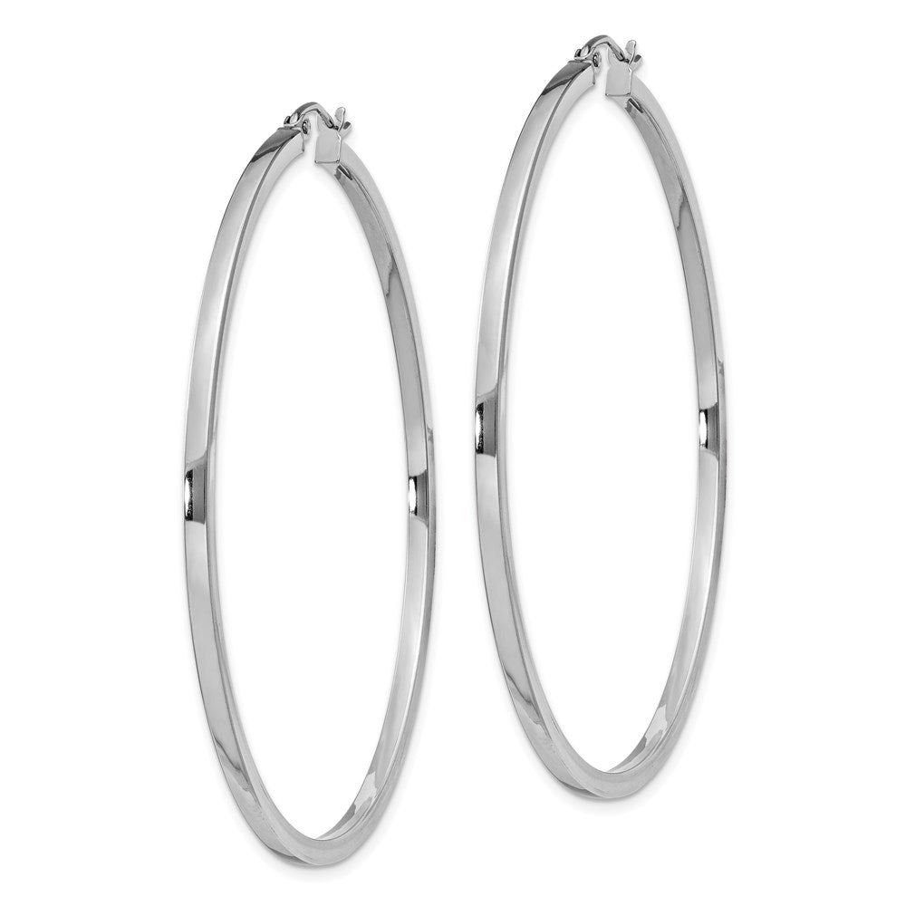 Alternate view of the 2mm, Sterling Silver, Polished Square Hoops - 55mm (2 1/8 Inch) by The Black Bow Jewelry Co.