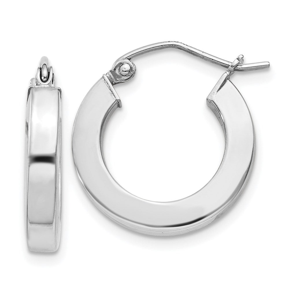3.25mm, Sterling Silver, Hollow Square Hoops - 17mm (5/8 Inch), Item E8919-17 by The Black Bow Jewelry Co.
