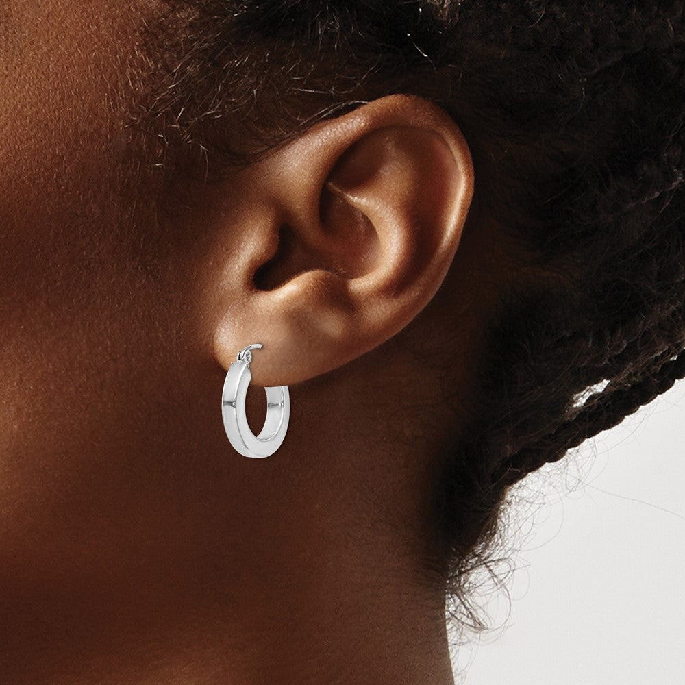 Alternate view of the 3.25mm, Sterling Silver, Hollow Square Hoops - 17mm (5/8 Inch) by The Black Bow Jewelry Co.