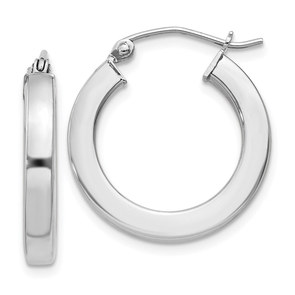 3.25mm, Sterling Silver, Hollow Square Hoops - 20mm (3/4 Inch), Item E8919-20 by The Black Bow Jewelry Co.